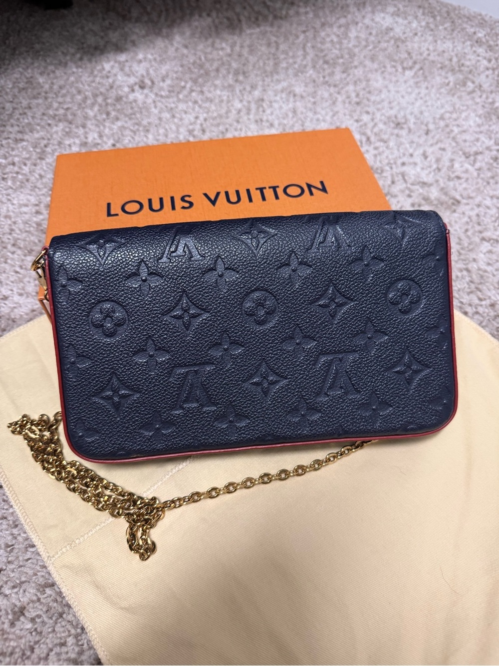 Louis Vuitton Felicie Pochette in (Marine Rouge) Monogram Empreinte leather. - Picture 3 of 16